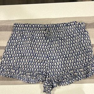 JCrew block print ruffled shorts